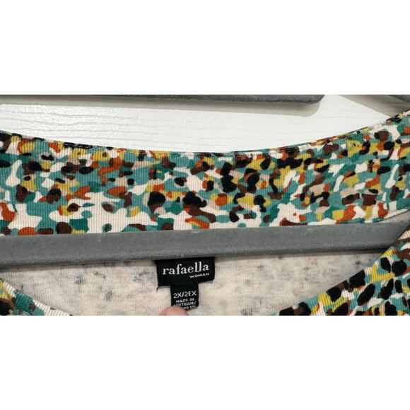 Womens Rafaella Short Sleeve Top Cotton Multi Color Plus 2X - Picture 3 of 5